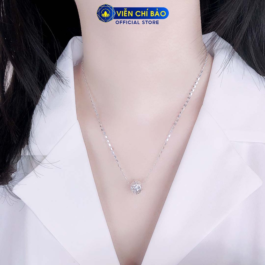 Dây chuyền bạc nữ mặt cầu phay chất liệu bạc 925 thời trang phụ kiện trang sức nữ Viễn Chí Bảo D400663