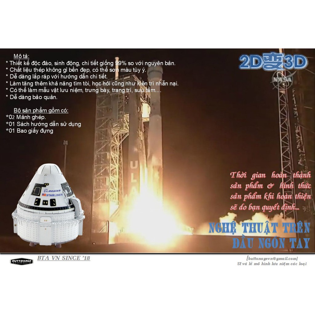 Mô Hình Lắp Ráp 3d Tàu vũ trụ  Boeing CST-100 Starliner