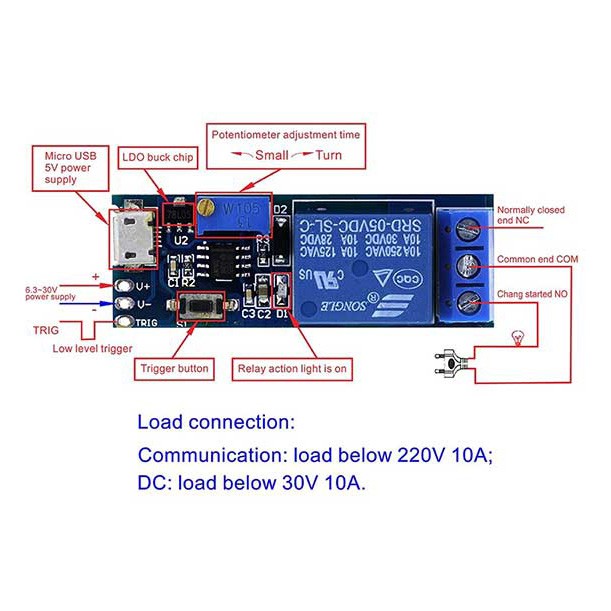 Module Relay Tạo Trễ NE555 - XY018 Chuyển Mạch Điều Khiển 5V - 30V