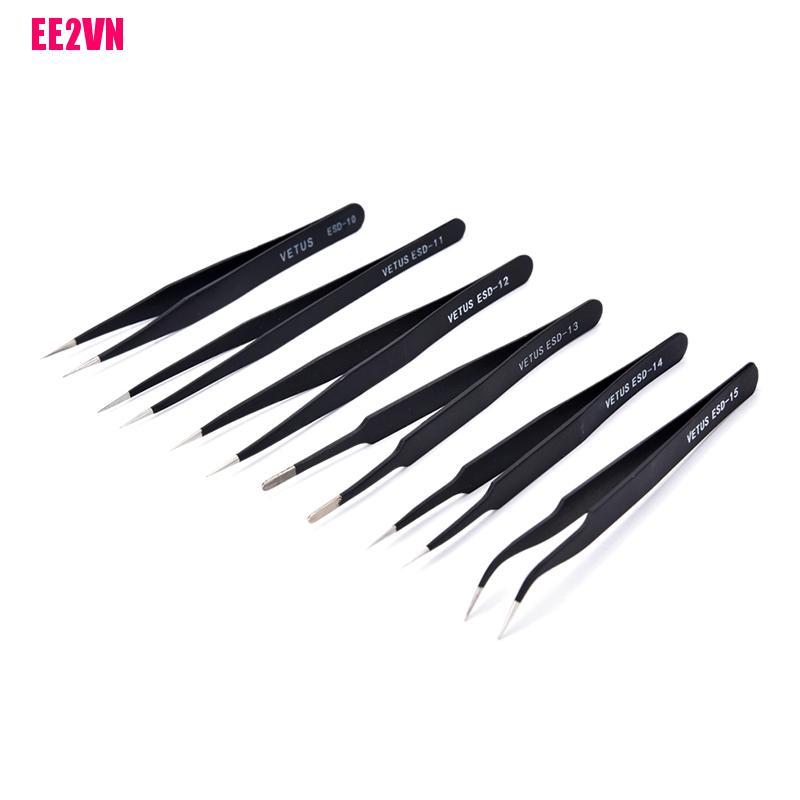 Set 6 Nhíp Inox Chống Tĩnh Điện An Toàn E2Vn