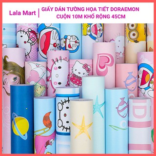10 mét giấy dán tường doremon có keo sẵn khổ rộng 45cm, giấy decal dán tường doremon phòng ngủ cho bé- Lala Mart