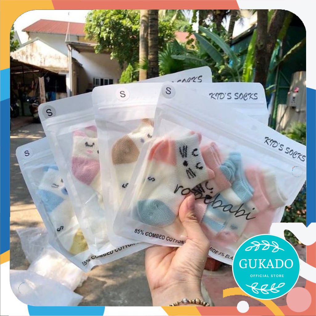 Set 05 tất trẻ em Cổ Ngắn đẹp Cute ( 0- 2 tuổi ) ROBIBABI vớ 4 mùa cho bé sơ sinh chống trơn xuất khẩu Hàn Quốc giá rẻ