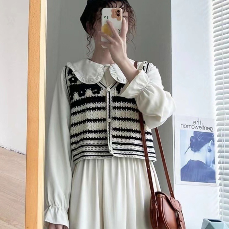 Áo Sweater Không Tay Thêu Họa Tiết Phong Cách Retro Thời Trang Cho Nữ