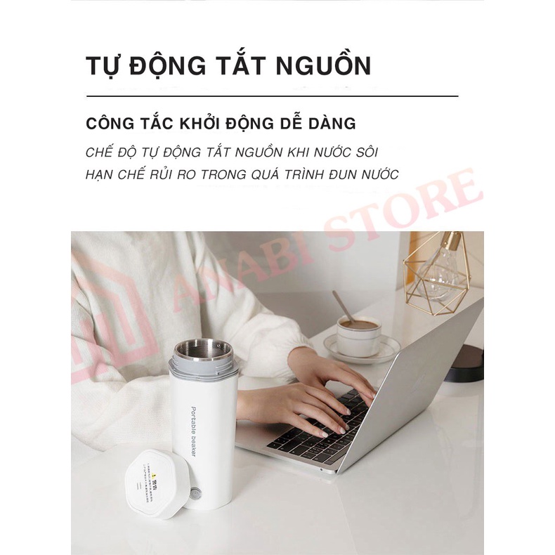 Bình đun nước du dịch cao cấp siêu tốc ANABI 400ml - Ấm siêu tốc an toàn diện dụng (tặng kèm ổ cắm chuyển )