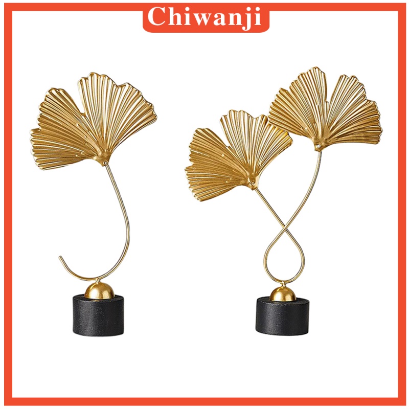 Set 2 tượng điêu khắc hình chiếc lá để bàn dùng trang trí nhà cửa/ văn phòng