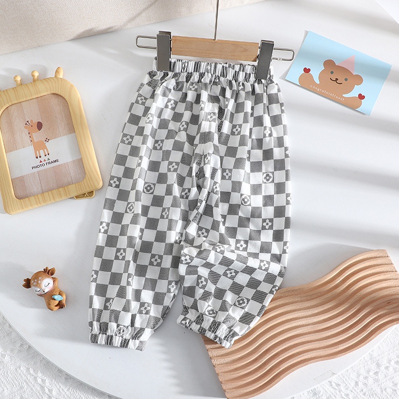 Quần Dài Vải Cotton Lụa Mỏng Thiết Kế Thoáng Khí Chống Muỗi Năng Động Thoải Mái Dành Cho Bé Quần Thể Thao Ống Rộng Vải Mỏng Thắt Nơ Chống