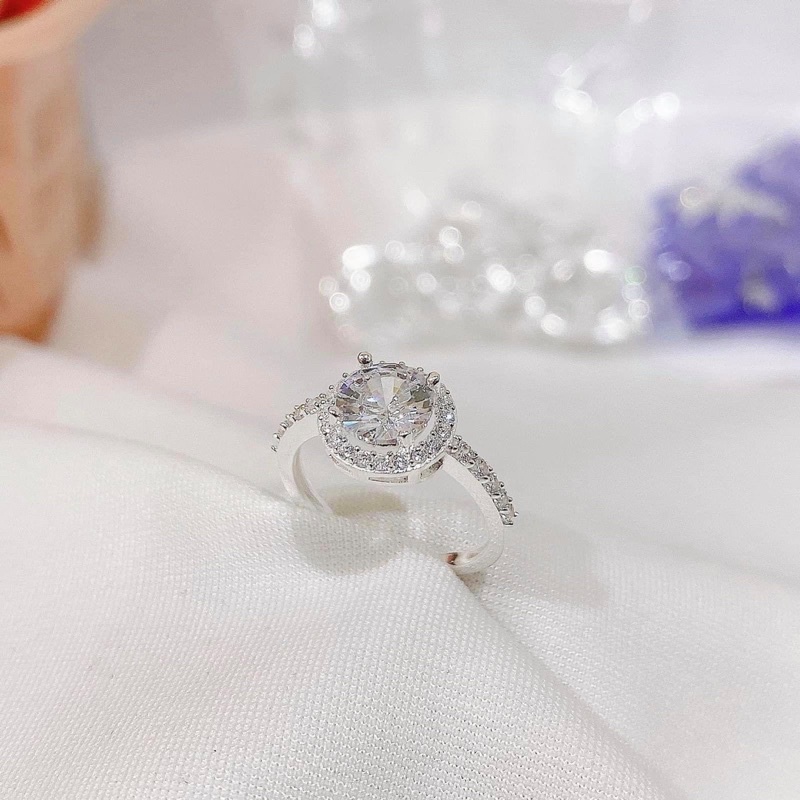 Nhẫn nữ bạc ta đá tròn dày dặn , sáng bóng - Vàng Bạc Khải Khải