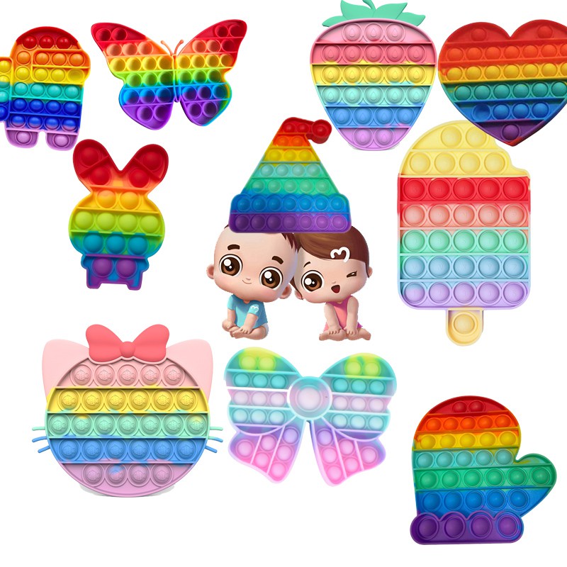 COD Push Pop it Fidget Toy RainbowPush Pop Pop Bubble Sensory Fidget Toy đồ chơi Special Needs Stress Reliever for Kid and Adult Đồ chơi bấm bong bóng giải tỏa căng thẳng độc đáo sáng tạo