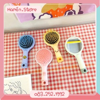 Lược chải tóc giả cute chải tóc giả suôn mượt có gương đằng sau Hamin