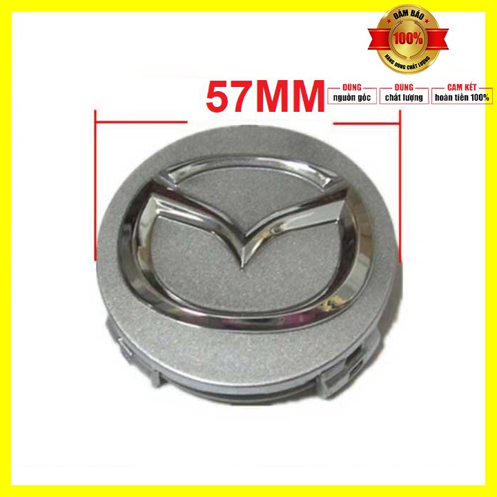 Logo chụp mâm bánh xe Mazda MAD57 Đường kính ngoài 57mm, Nhựa ABS