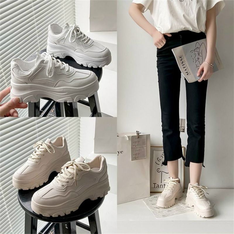 Giày Nữ 👟 Freeship 👟 Giày thể thao trắng đế độn nữ chuẩn hàng xịn loại 1