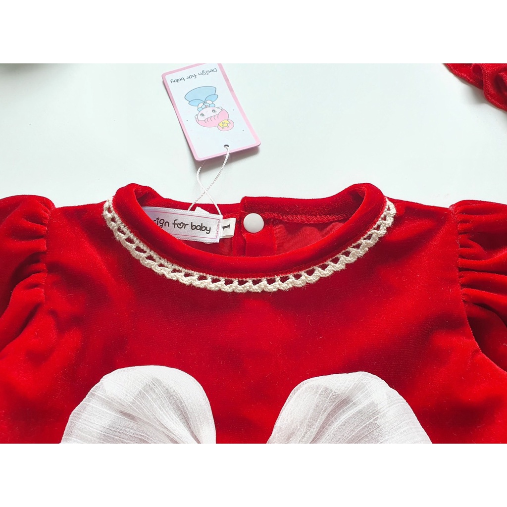 Body nhung đỏ thu đông cho bé TẶNG KÈM MŨ VÀ GIÀY VẢI