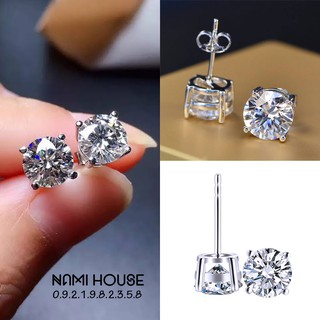 Bông tai nụ đá 4 chấu đế vuông bằng loại hàng cao cấp sáng lấp lánh style hàn quốc - namimi house