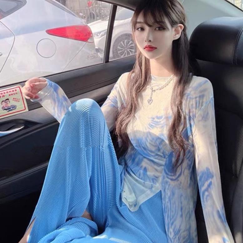 Áo Thun Tay Dài Chống Nắng Dáng Ôm Màu Nhuộm Độc Đáo Thời Trang Mùa Hè Cho Nữ 2022