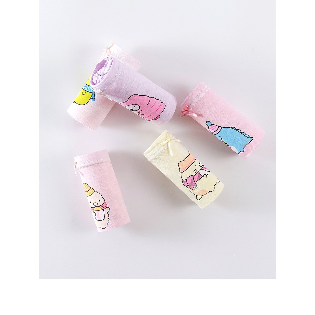 Set 5 quần lót bé gái Hàn Quốc 100% vải cotton thoáng mát, an toàn cho sức khỏe của bé mẫu Lovely-Happy-Hồng