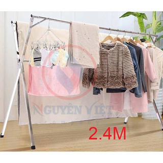 {Freeship, tặng móc} CÂY PHƠI ĐỒ THÔNG MINH XẾP GỌN INOX SÁNG BÓNG DÀI 2.4M