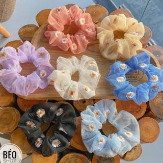 Dây buộc tóc đeo tay scrunchie hoa cúc