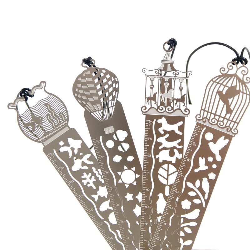 Thước Kẻ Kim Loại Đánh Dấu Trang Sách Hình Lồng Ngựa Dễ Thương