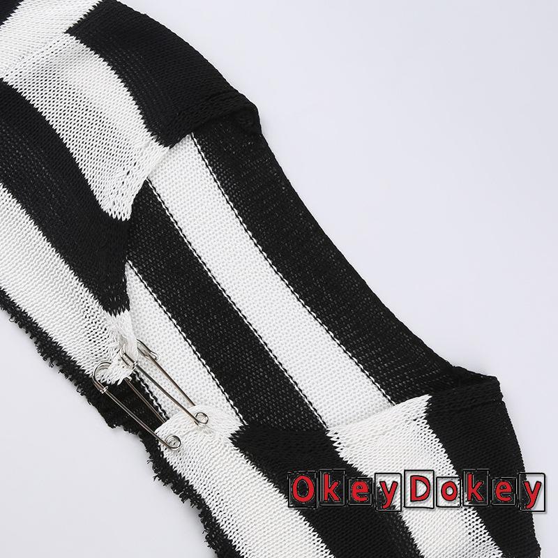 Áo Croptop Dệt Kim Tay Dài Dáng Rộng Phong Cách Gothic Cổ Điển Cho Nữ