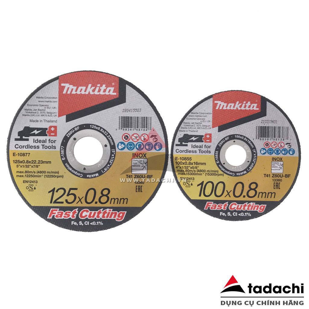 Đá cắt mỏng 100-125mm x 0.8mm Fast Cutting Makita (chọn phân loại) | Tadachi