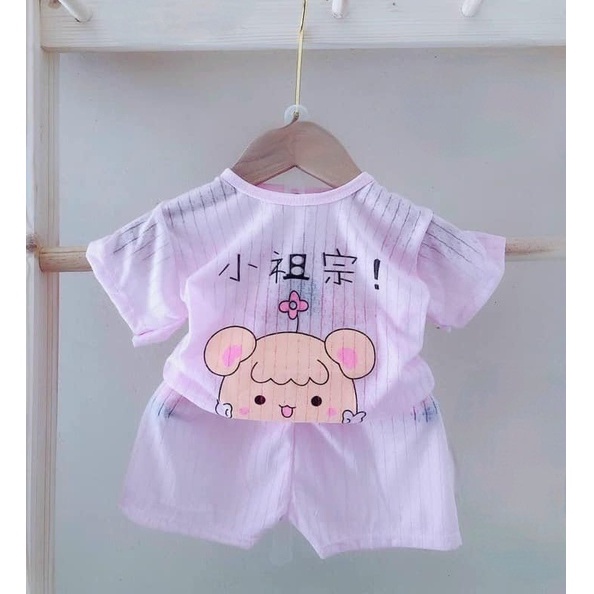 Bộ cotton giấy cộc tay ngắn tay màu cho bé trai bé gái, hàng loại 1 size 4-15kg - Kimi-Shop CT05