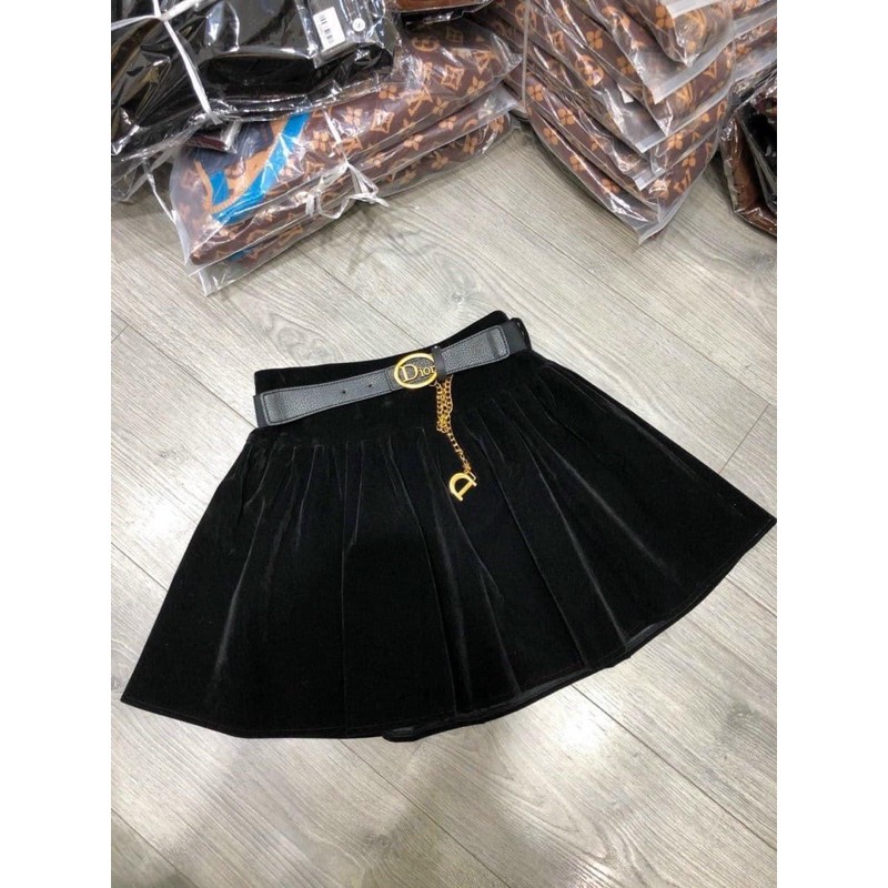 CHÂN VÁY NHUNG XOÈ KÈM ĐAI CHẤT ĐẸP MS17299