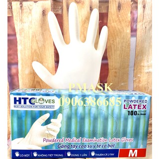 Găng tay y tế HTC có bột Latex hộp 100 cái  - Găng tay Latex có bột