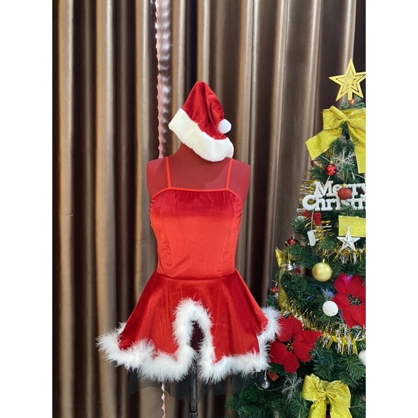 [NOEL SẴN] Váy Ngủ Nhung Giáng Sinh Sexy Xẻ Tà Sang Trọng MS19989 [CWEAR.SEXY_ĐỒ NGỦ &amp; NỘI Y CAO CẤP]