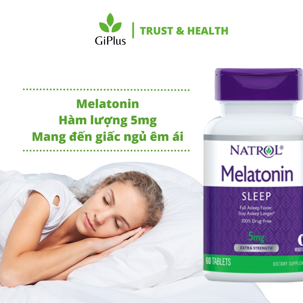 Viên Uống Hỗ Trợ Giấc Ngủ Ngon Natrol Melatonin Sleep Hàm Lượng 5mg (60 viên/Lọ)