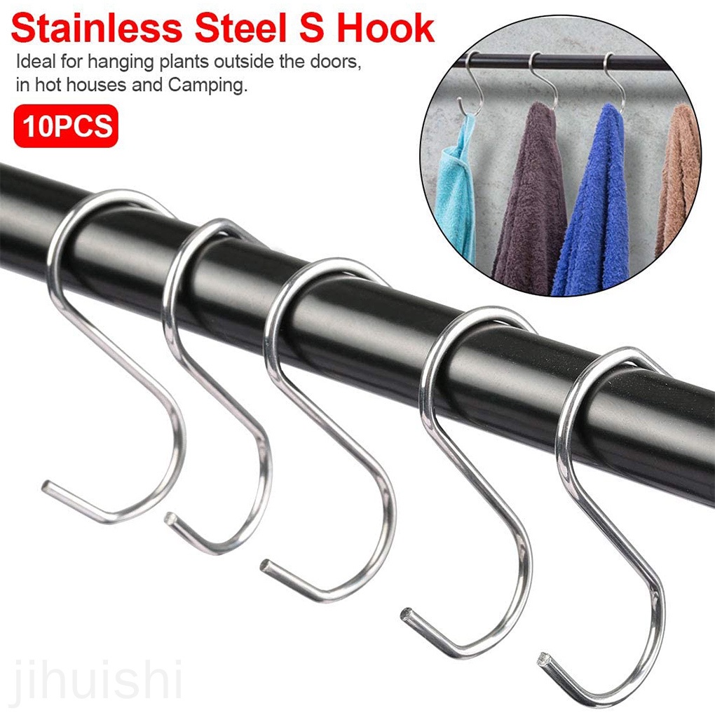 Set 10 Móc Treo Đồ Hình Chữ S Bằng Thép Không Gỉ Tiện Dụng Cho Nhà Bếp