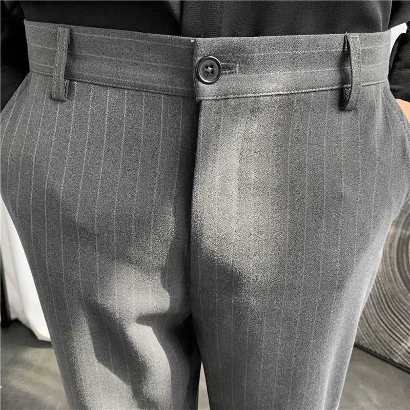 Korean style men's fashion plaid long pants with 2 optional colors