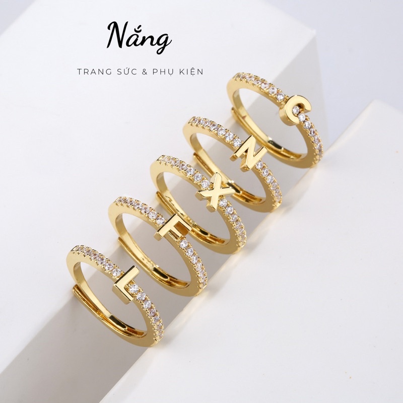 TẶNG kèm hộp đựng nhẫn - Nhẫn chữ cái tên theo TÊN NẮNG Aceessorie nhẫn đôi nam - nữ có điều chỉnh size hàn quốc