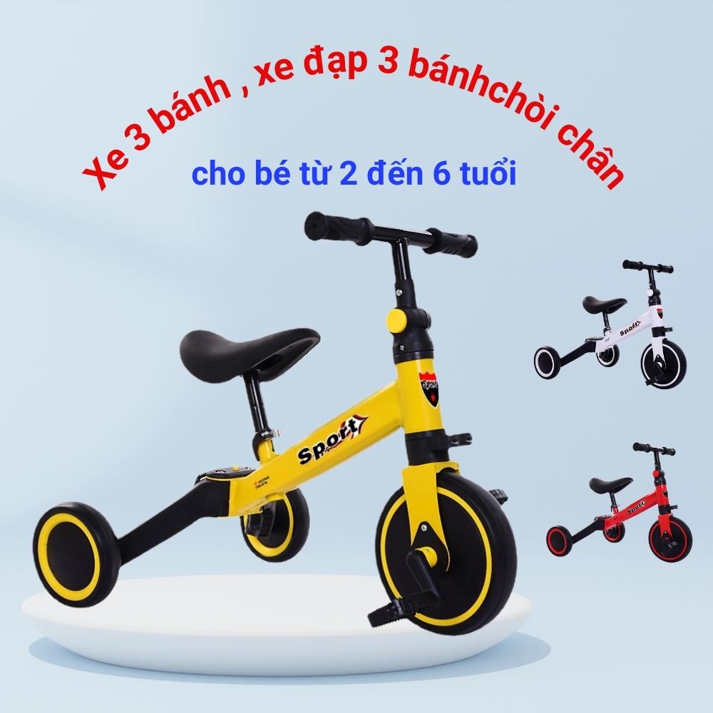 Xe 3 bánh cho bé xe đạp 3 bánh chòi chân thăng bằng 3 in 1 cho bé từ 2 3 4 5 6 tuổi khung thép siêu chắc chắn