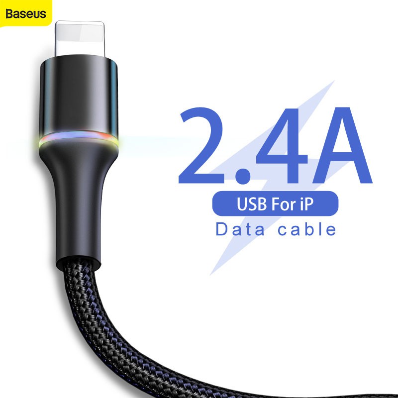 Dây Cáp Sạc Nhanh Baseus 0.25m / 0.5m / 1m / 2m / 3m 2.4A Cho iPhone Xs Max Xr X 8 7 6 6S 5 5S Se iPad