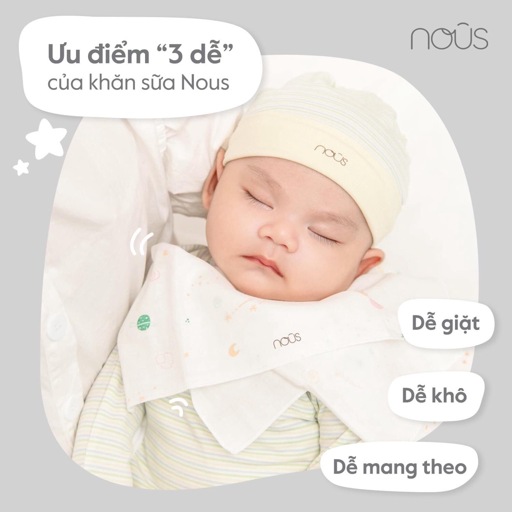 [CHÍNH HÃNG] Set 5 khăn sữa xô cho bé mềm mịn cao cấp họa tiết Nous