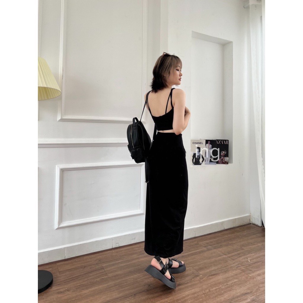 Chân váy thun đen co dãn mềm mịn xinh xắn - Musi Shirt