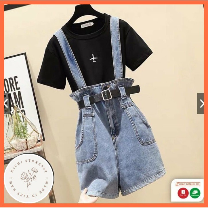 Quần Yếm Jean from chuẩn tôn dáng Kichistore , Yếm Jean thời trang cao cấp nữ M11