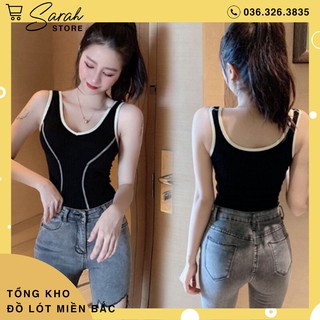 Áo bra thun cotton có đệm ngực chiết eo 2056