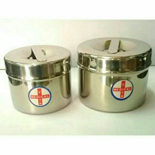 Hộp inox tròn to fi10,cao 7cm. Hộp đựng bông inox 304