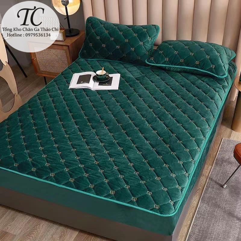 Bộ ga +2 vỏ gối Gucc!! nhập khẩu -trần bông dày dặn- chuẩn hàng loại 1