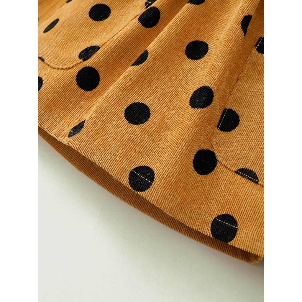 Đầm Dài Tay Họa Tiết Chấm Bi Dễ Thương Thời Trang Thu Đông Cho Bé Gái