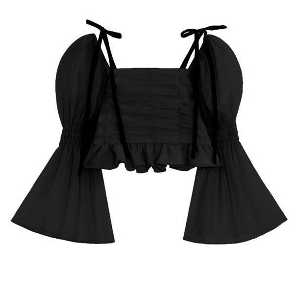 Áo Trễ Vai Tay Phồng Xếp Ly Màu Xanh Dương Thời Trang Mùa Hè Hàn Quốc 2022 Dành Cho Nữ