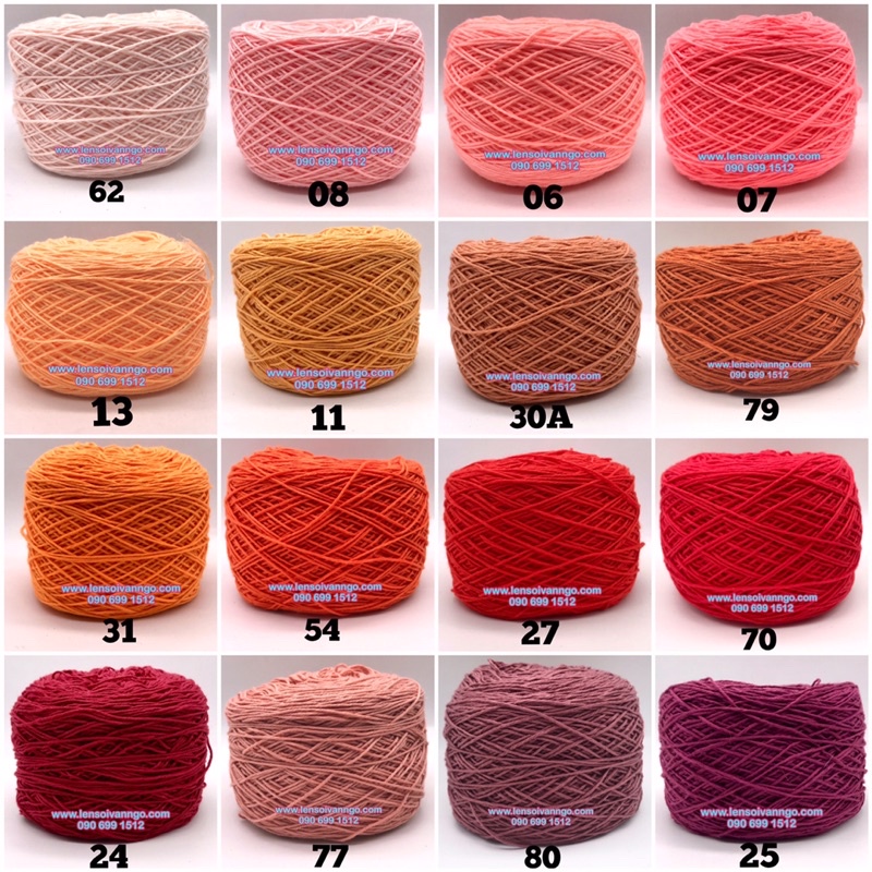 Sợi Cotton việt nam 1mm (Màu 54 ~ Màu 97) (cuộn 100gr)