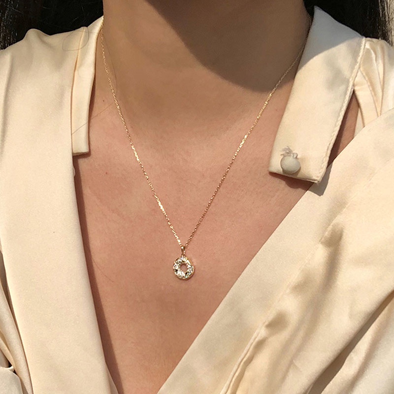 Vòng cổ Mặt Tròn Đính Đá Thời Trang Cho Nữ