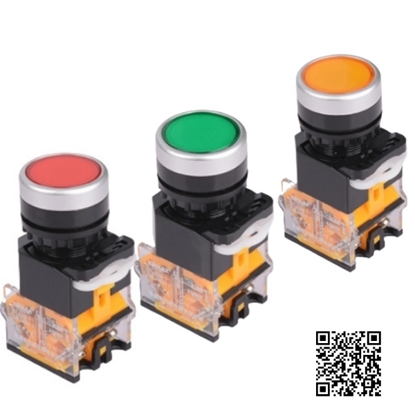 Công tắc nhấn nhả đề LA38-11 phi 22mm không đèn 3 màu xanh, màu đỏ, màu vàng