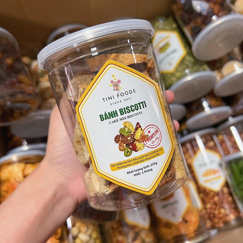 Bánh Biscotti 3 Vị (Vani - Matcha - Socola) Loại 1 - Hàng Chuẩn VSATTP (Lon 250g)