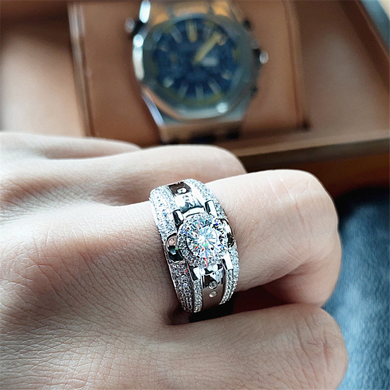 Nhẫn mạ bạc 925 đá zircon đá kim cương kiểu Hàn