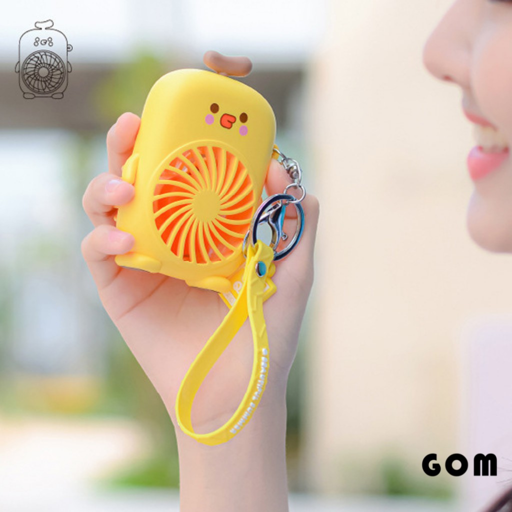 💖Quạt mini cầm tay sạc điện cao cấp - hình dễ thương, kèm dây sạc Usb, móc khóa tiện dụng, 2 chế độ quạt [GOM]