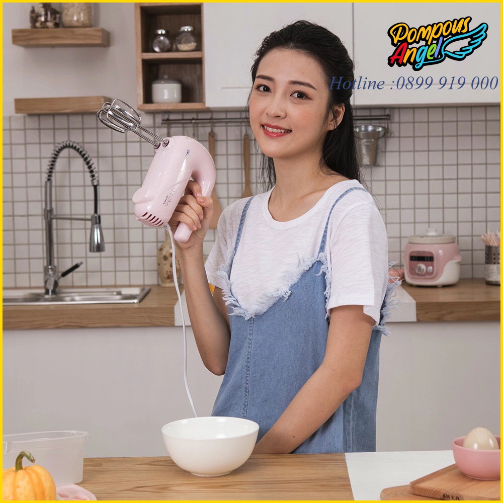 Máy đánh trứng cầm tay 5 tốc độ BEAR DDQ-A01G1 / DDQ-B02P5 màu hồng - xanh bảo hành 12 tháng