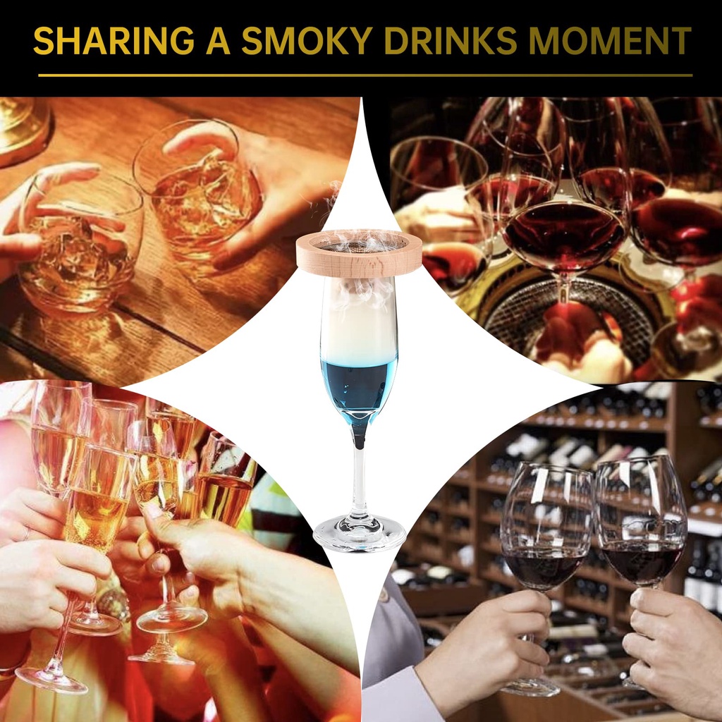 Dụng Cụ Tạo Khói Cocktail Bằng Gỗ Với 4 Chip Gỗ
